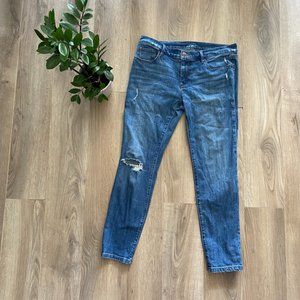LOFT Blue Distressed "Relaxed Skinny" Jeans